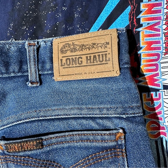 Vintage 80s Long Haul Jeans 44x30 Blue Denim Dark Wash - Picture 4 of 6